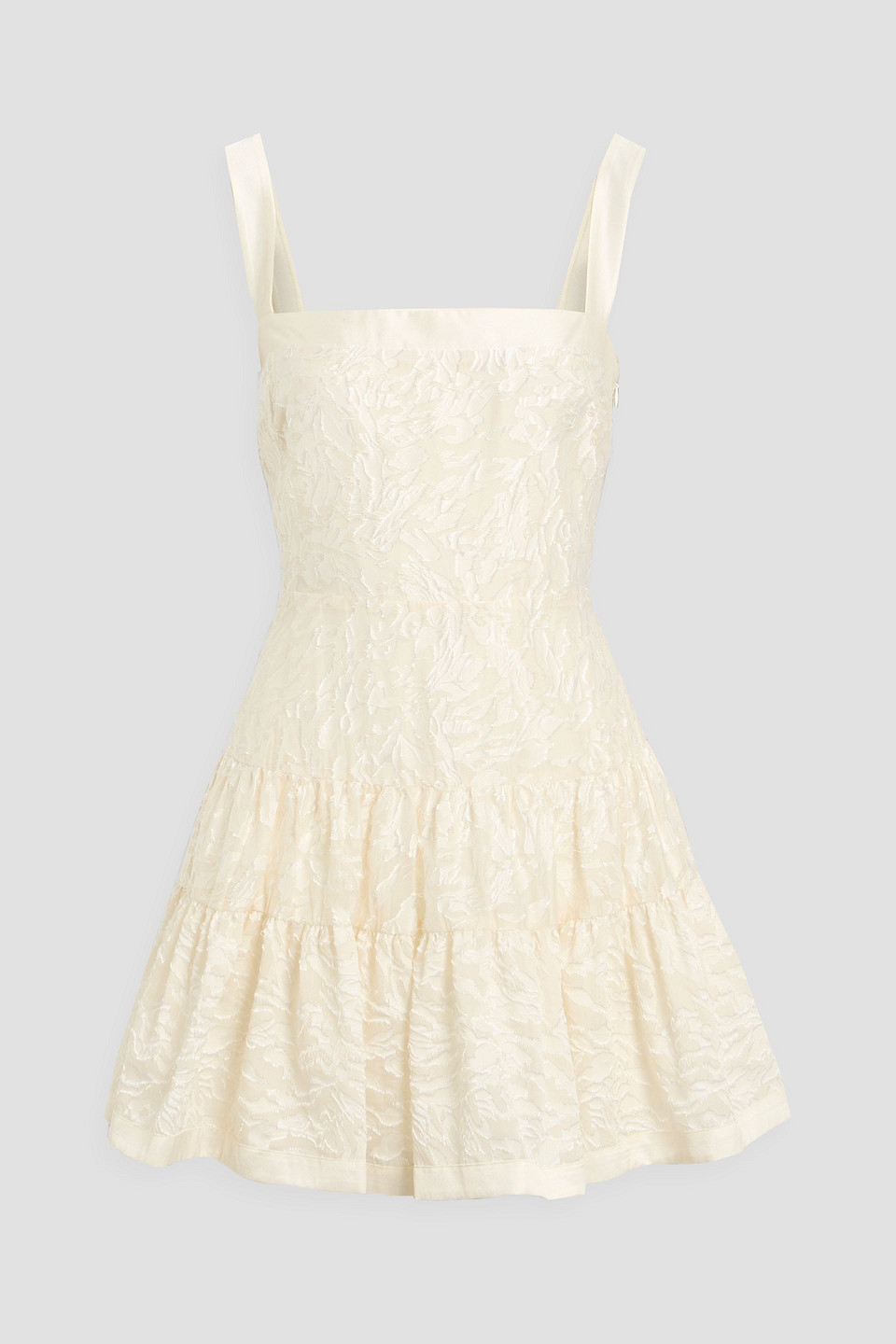 Simkhai Laila Tiered Jacquard Mini Dress In White