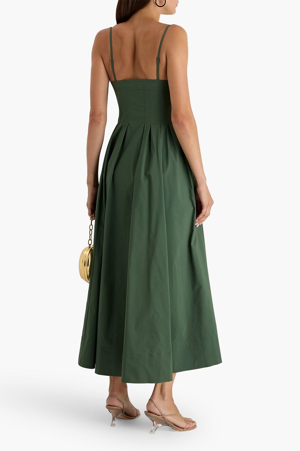 SIMKHAI Kittiya pleated cotton-blend poplin midi dress