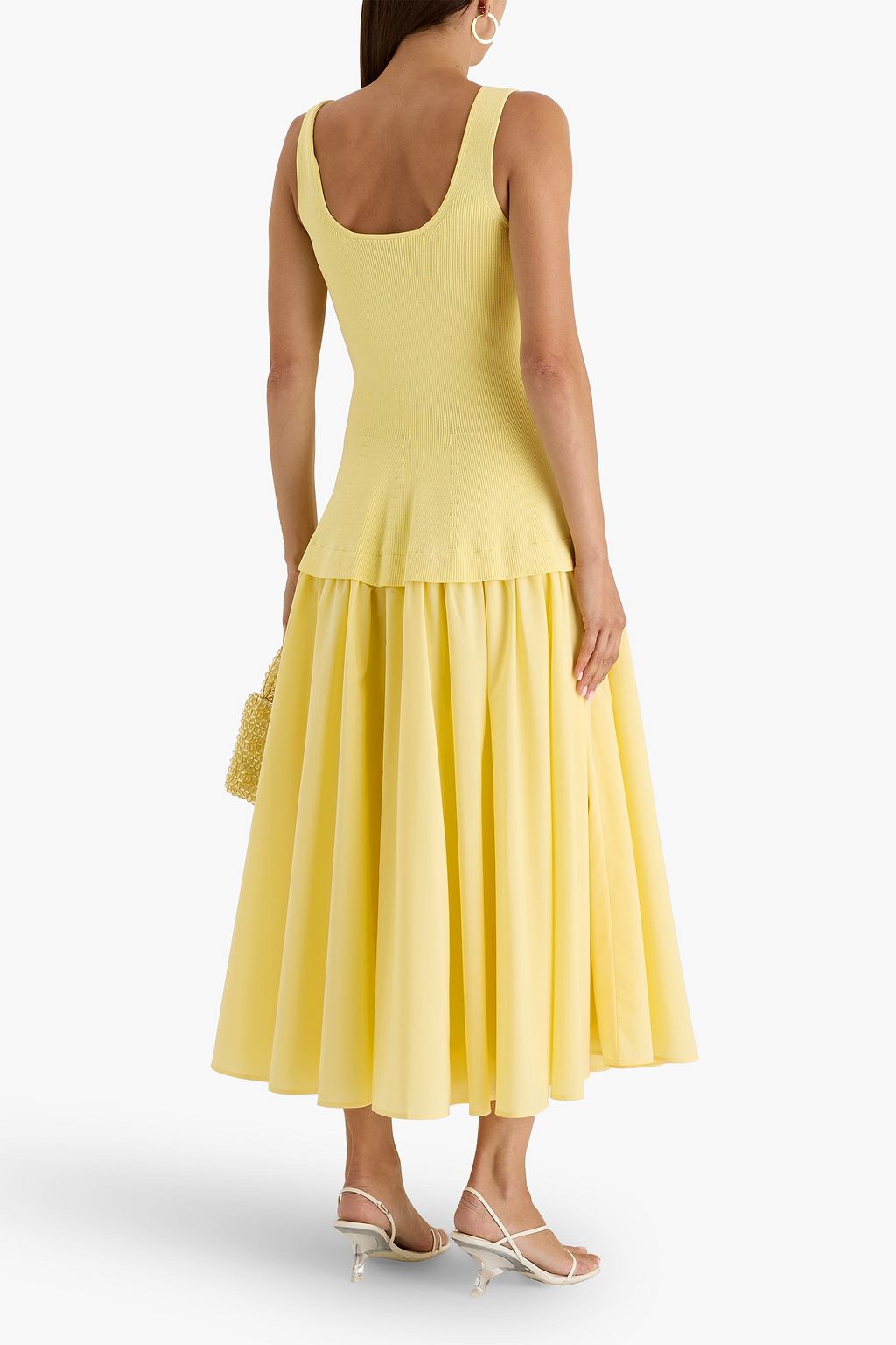 SIMKHAI Allana knit-paneled poplin midi dress