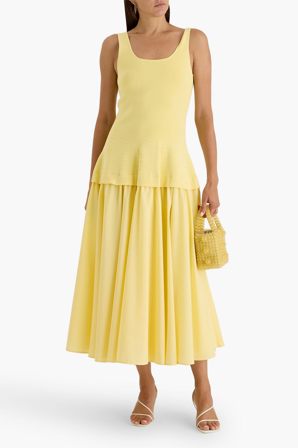 SIMKHAI Allana knit-paneled poplin midi dress