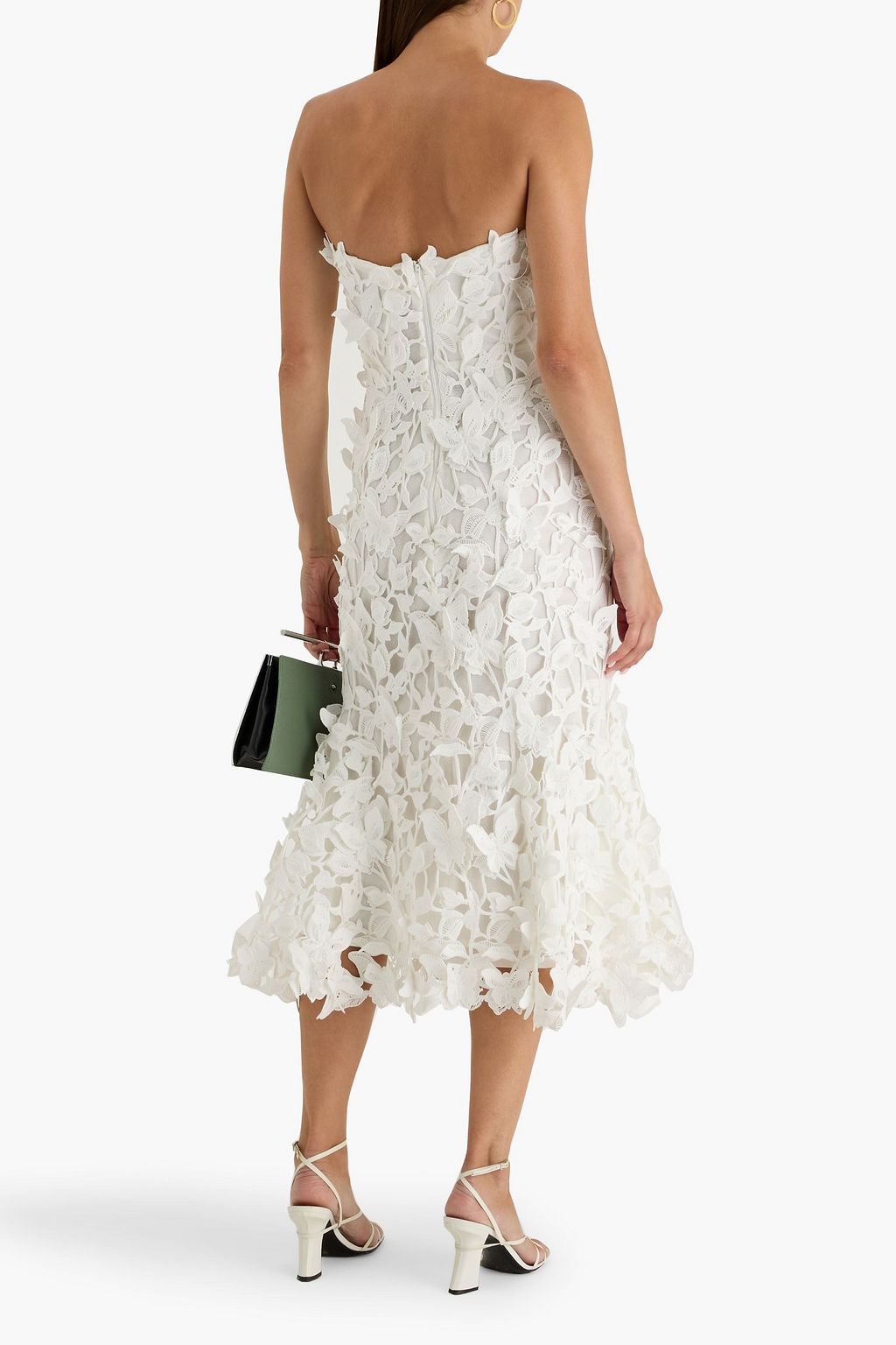 SIMKHAI Fleurella strapless guipure lace midi dress