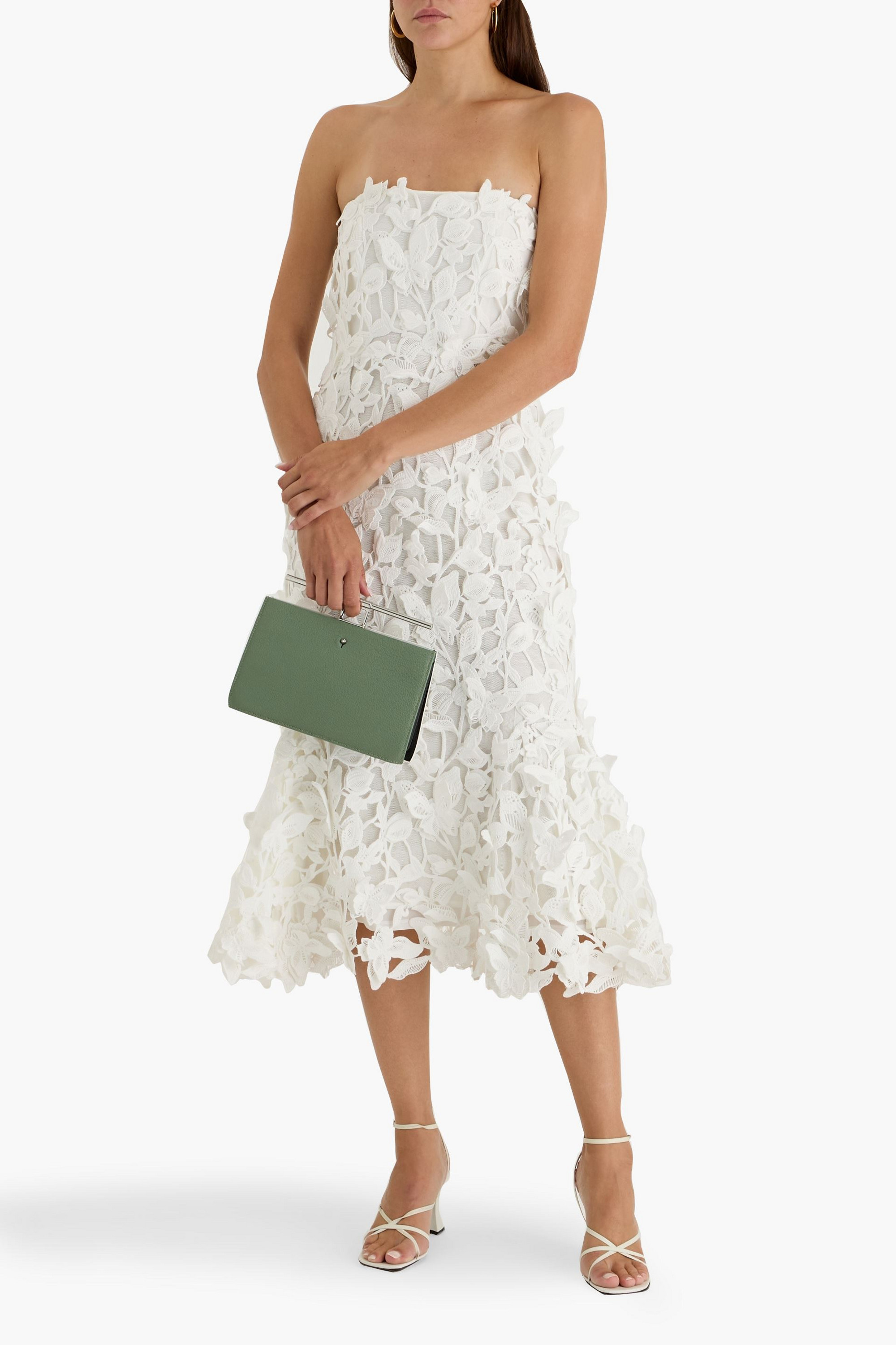 SIMKHAI Fleurella strapless guipure lace midi dress