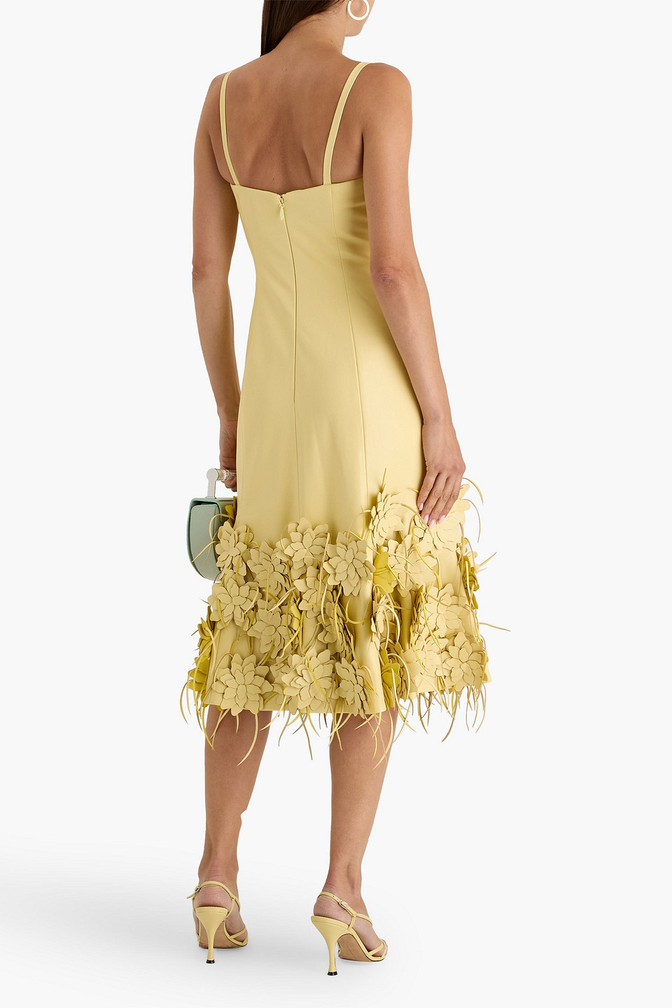 Simkhai Loulou Floral-appliquéd Midi Dress In Gold