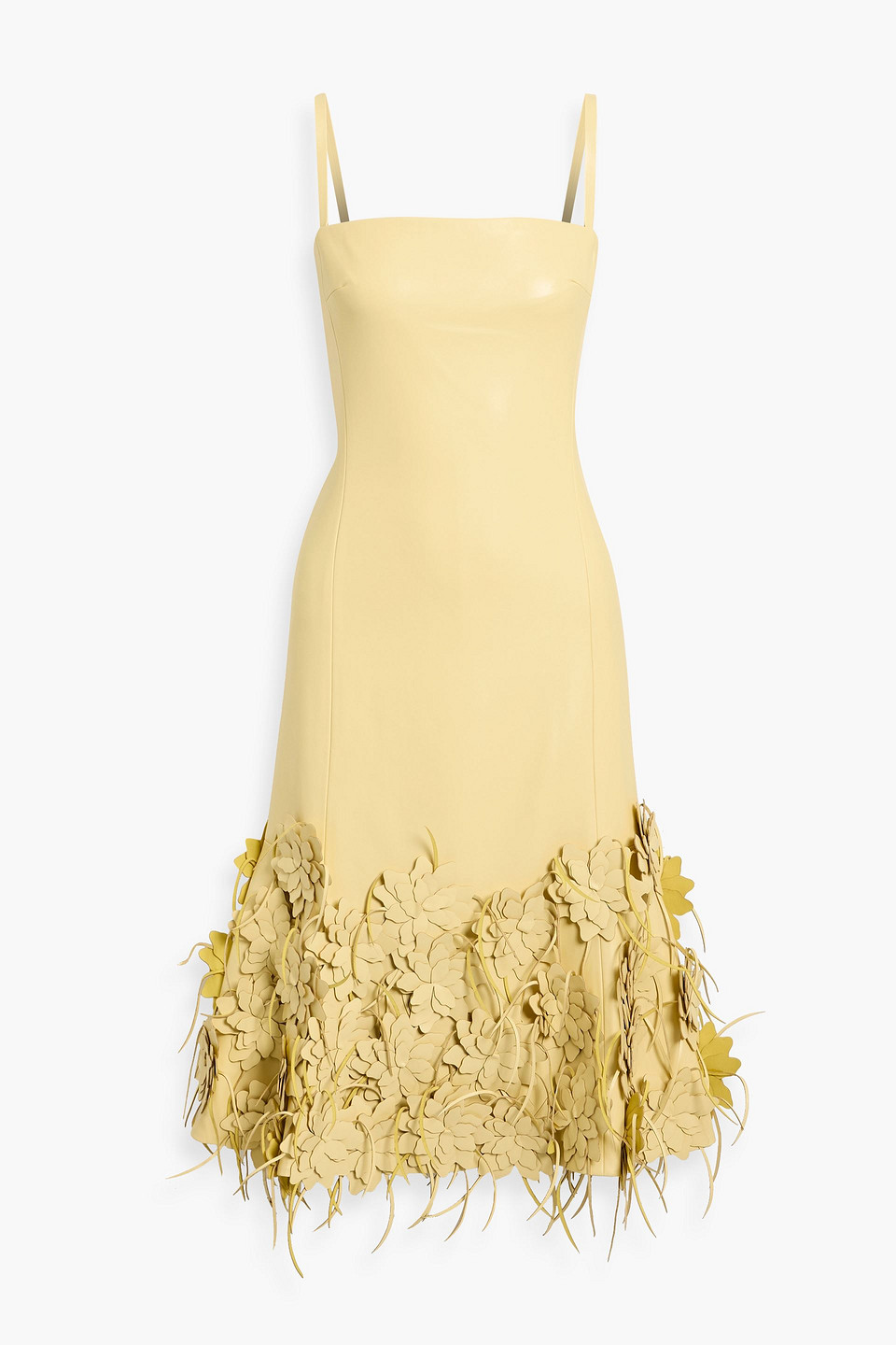 Simkhai Loulou Floral-appliquéd Midi Dress In Gold