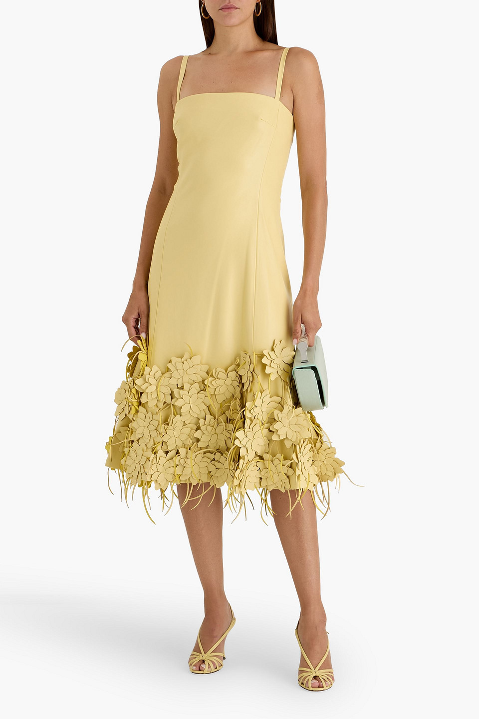 Simkhai Loulou Floral-appliquéd Midi Dress In Gold