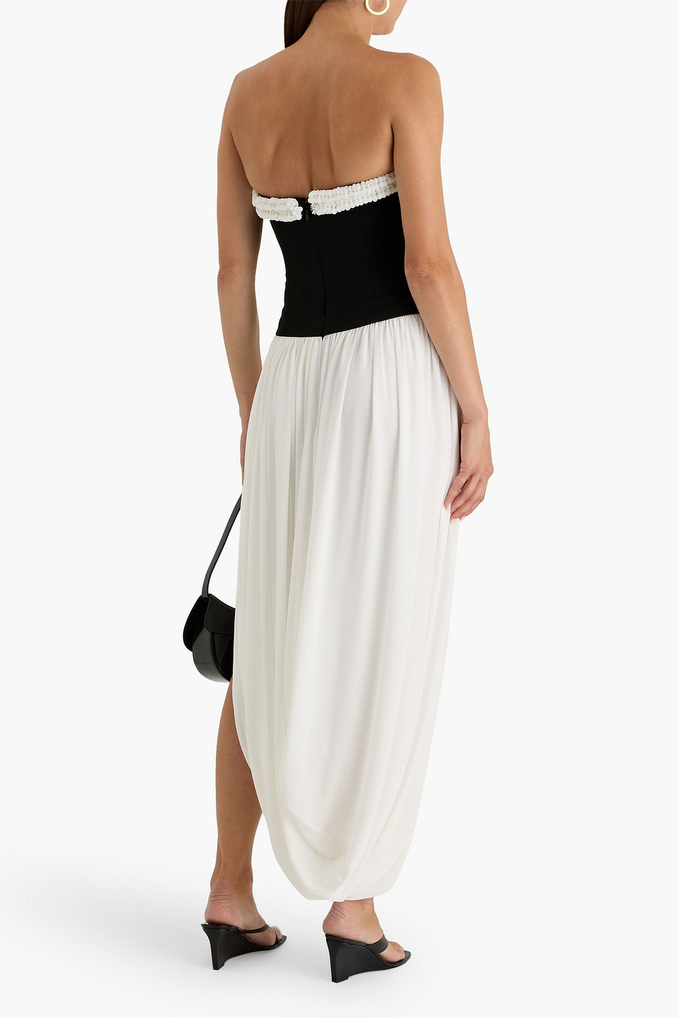 Simkhai Augusta Strapless Sequin-embellished Crepe Midi Dress In White