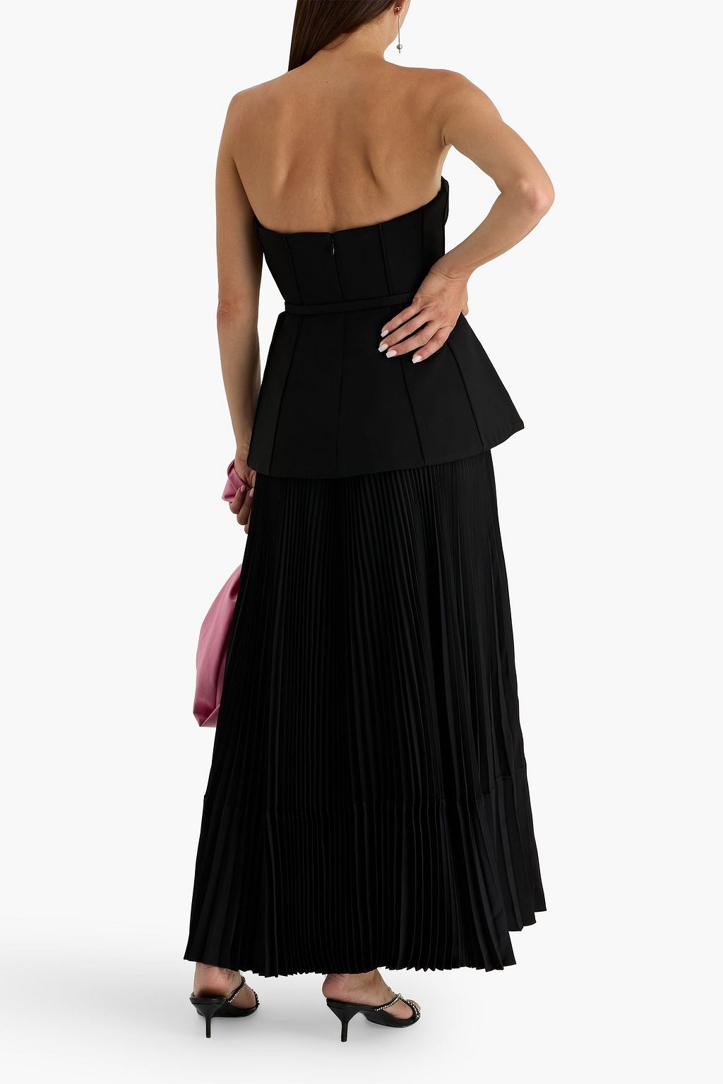 SIMKHAI Prisca strapless peplum crepe midi dress