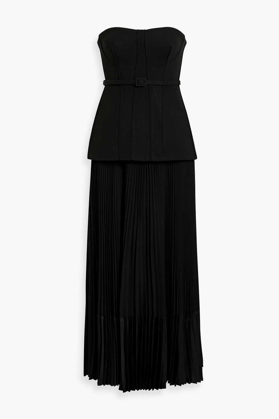 Simkhai Prisca Strapless Peplum Crepe Midi Dress In Black
