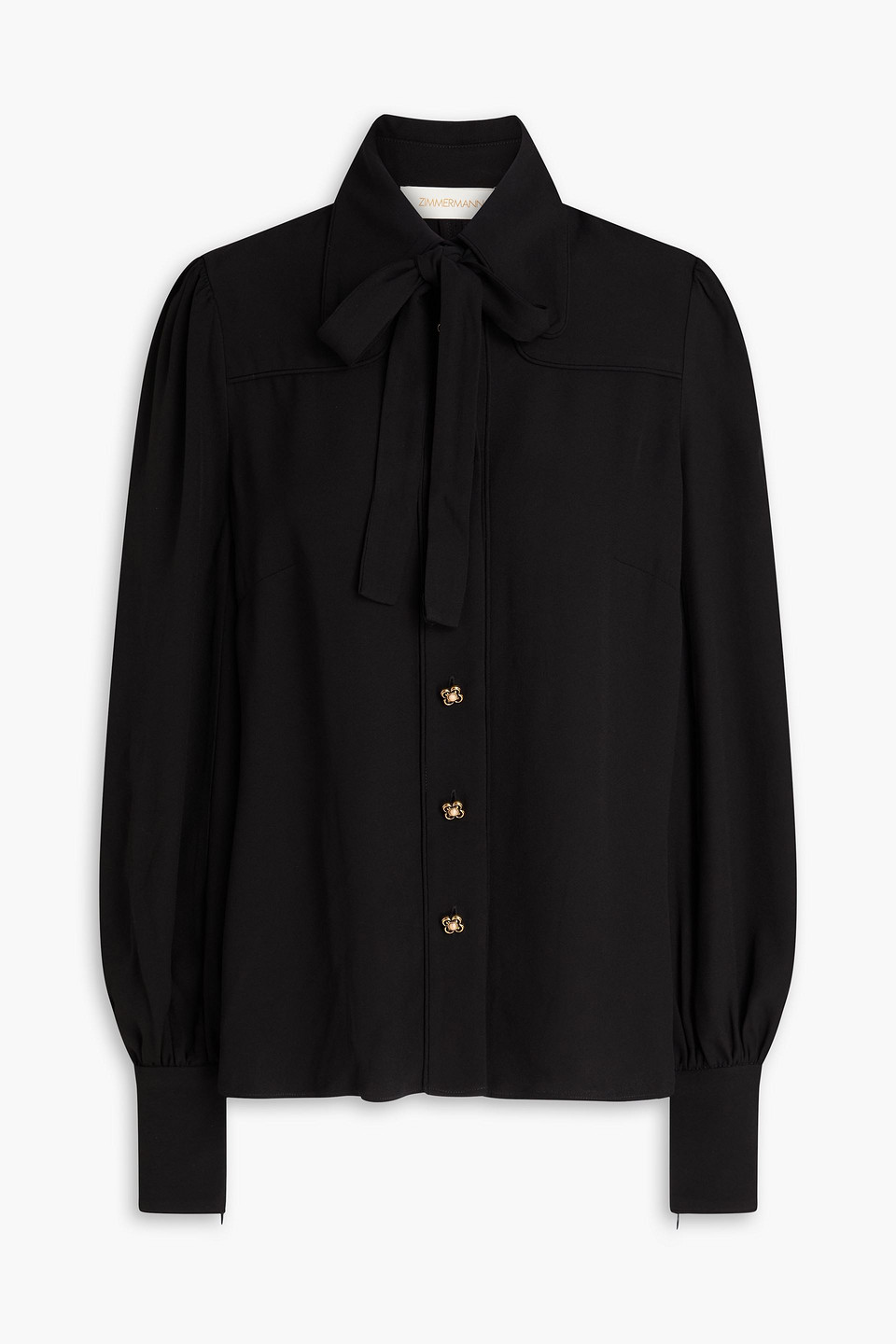 zimmermann - pussy-bow crepe shirt - black - 00