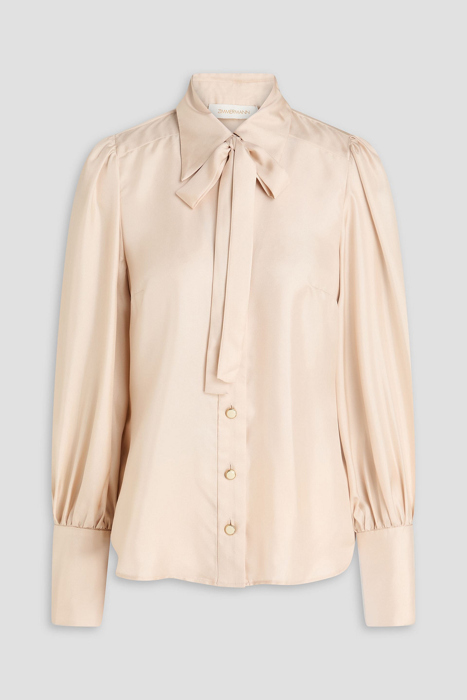 Zimmermann Pussy-bow Silk-twill Blouse In Neutral