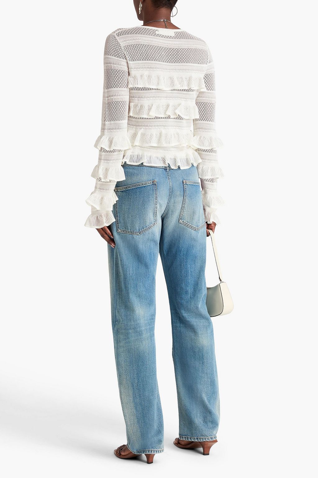 ZIMMERMANN Ruffled pointelle-knit top