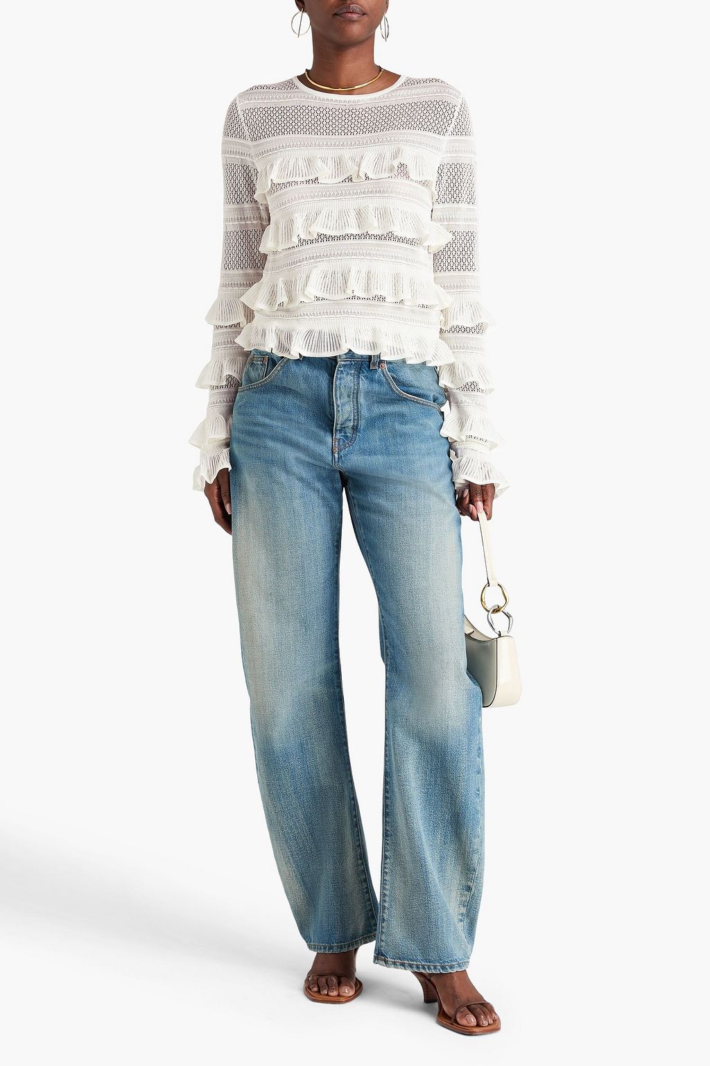 ZIMMERMANN Ruffled pointelle-knit top