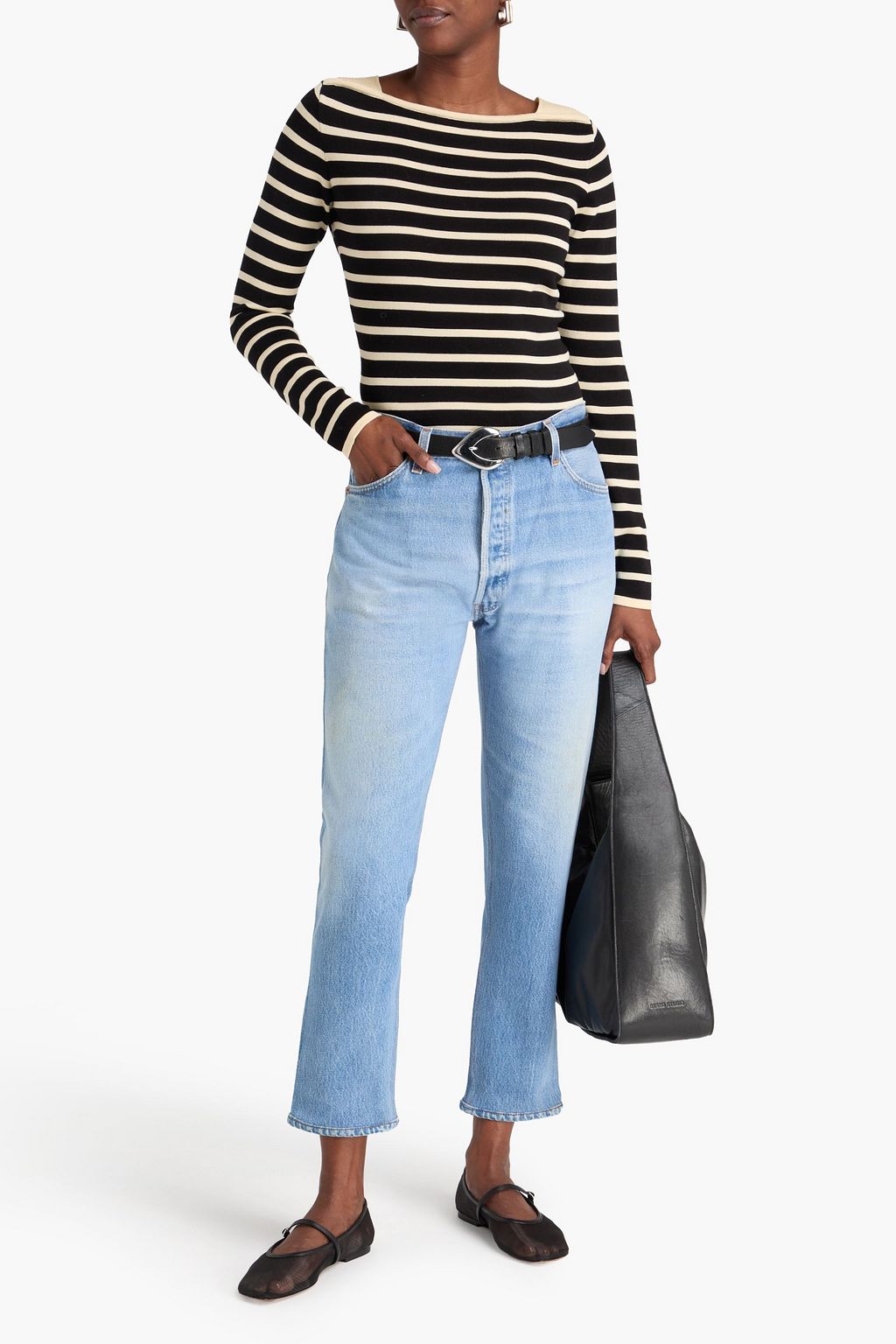 RE/DONE WITH LEVI'S Cropped faded high-rise slim-leg jeans