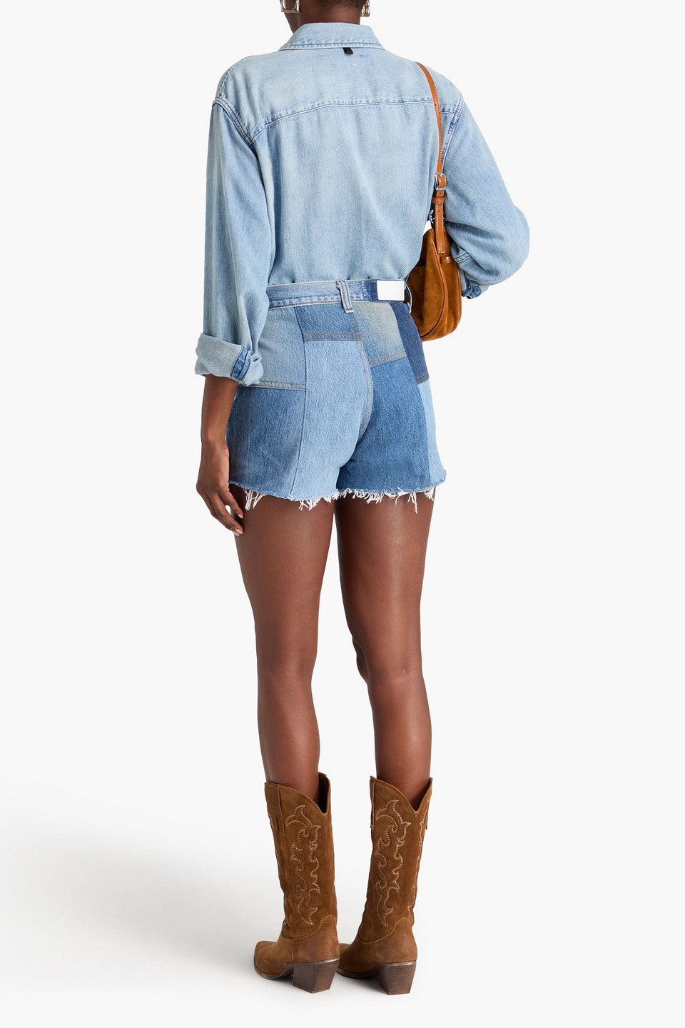  Re/done - Jeansshorts In Patchwork-optik - Blau - 24 