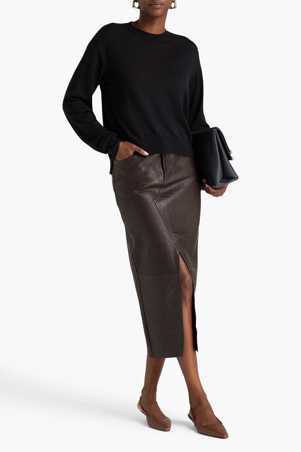 JIL SANDER كنزة رياضية من مزيج الحرير والصوف والكشمير