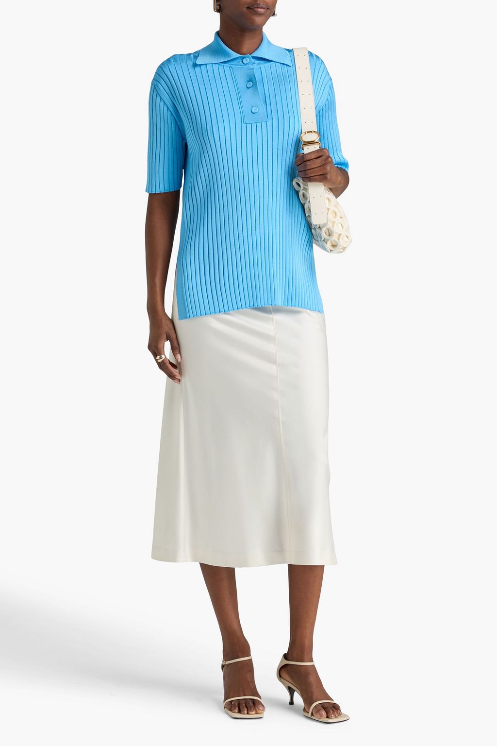 JIL SANDER Ribbed-knit polo shirt