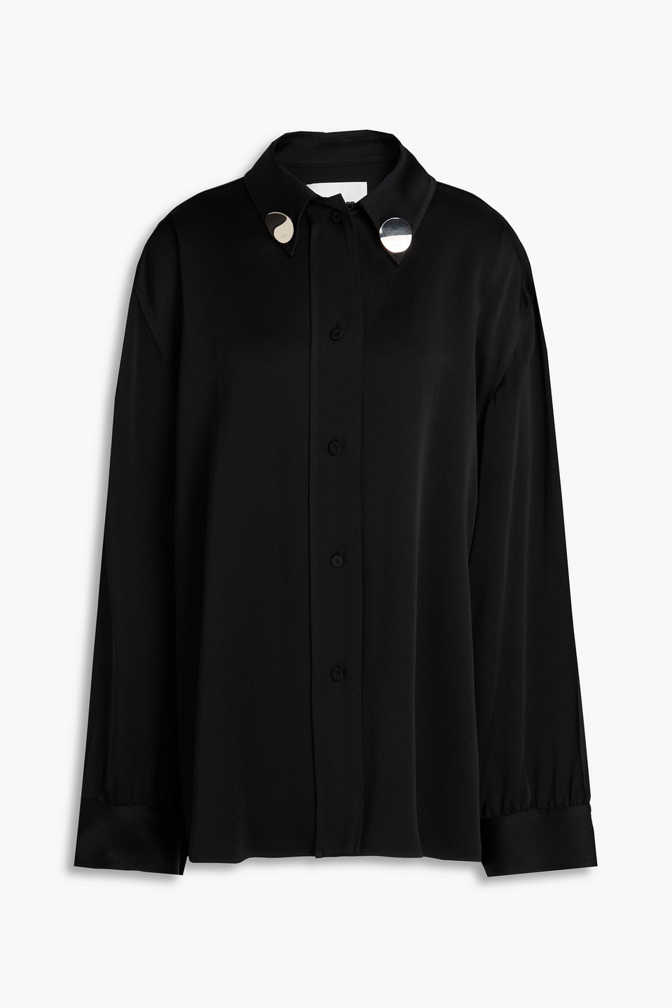 jil sander - embellished satin-crepe shirt - black - fr 42