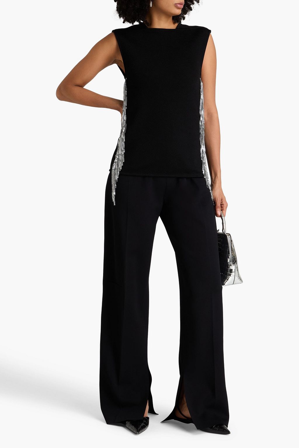 JIL SANDER Fringed crepe top