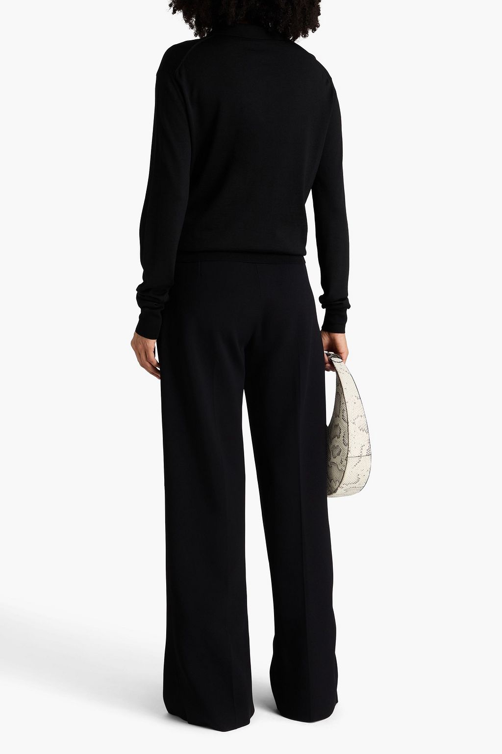 JIL SANDER Pleated stretch-knit wide-leg pants