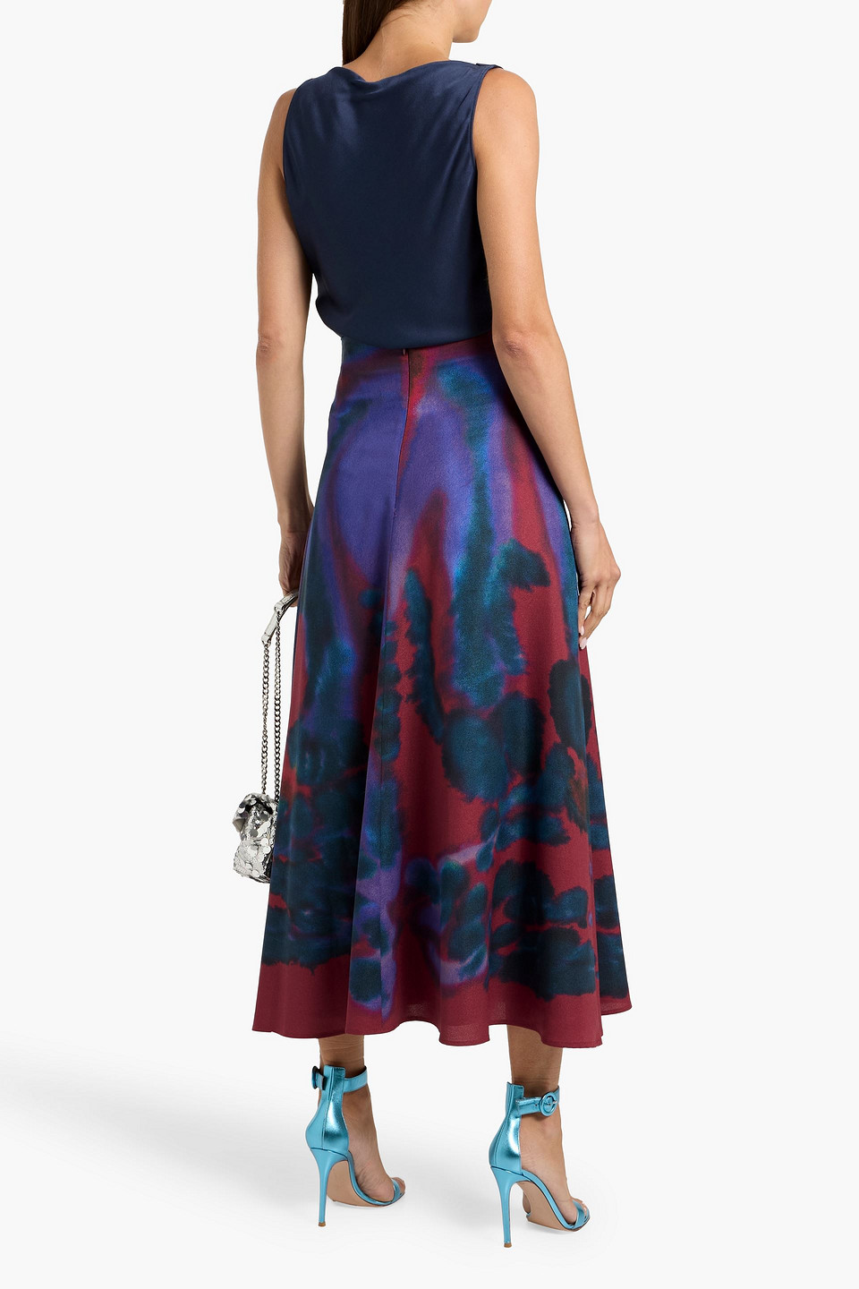 Simkhai Nubia Draped Satin Top In Blue