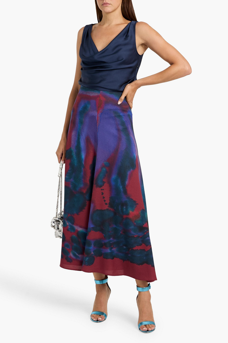 Simkhai Nubia Draped Satin Top In Blue