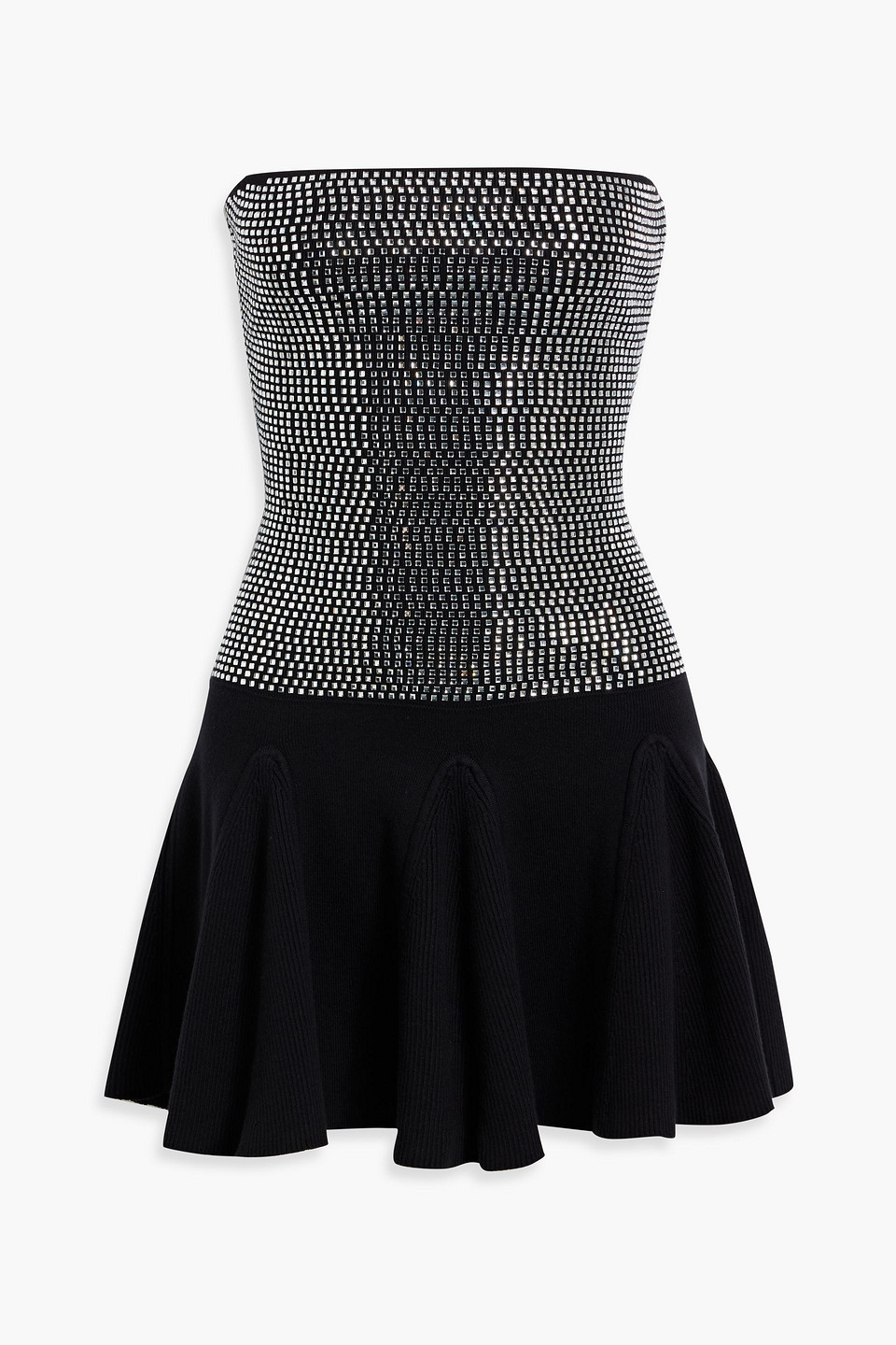 Retroféte Bello Strapless Crystal-embellished Cotton And Cashmere-blend Mini Dress In Black