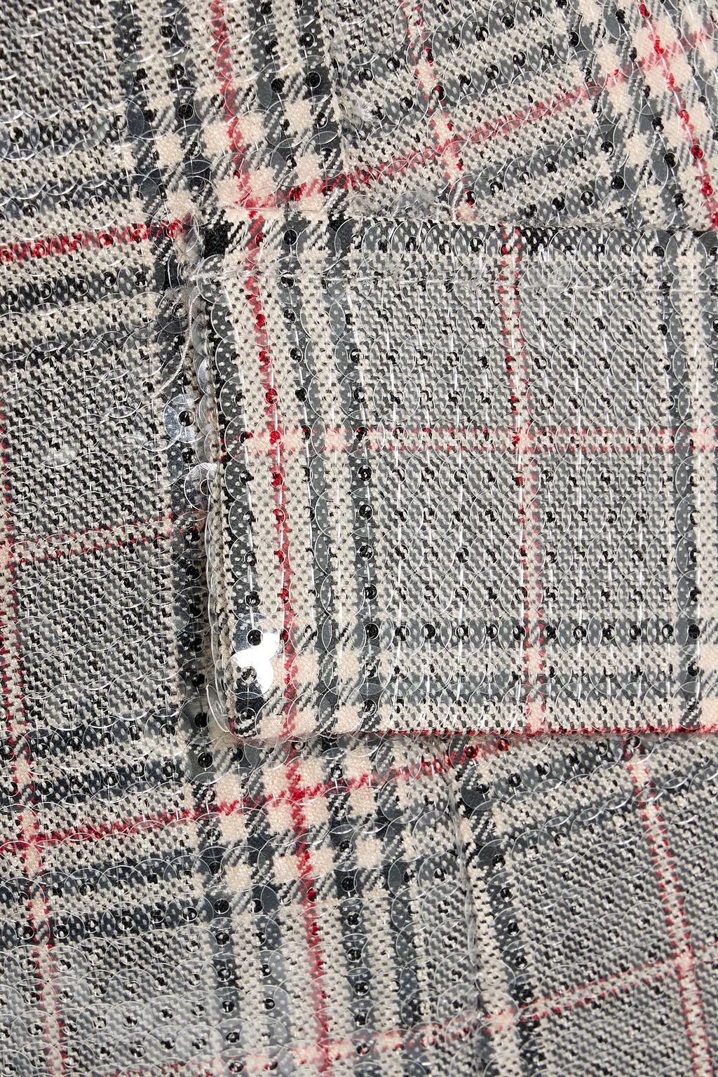 RETROFÊTE Crowne strapless sequined checked tweed mini dress