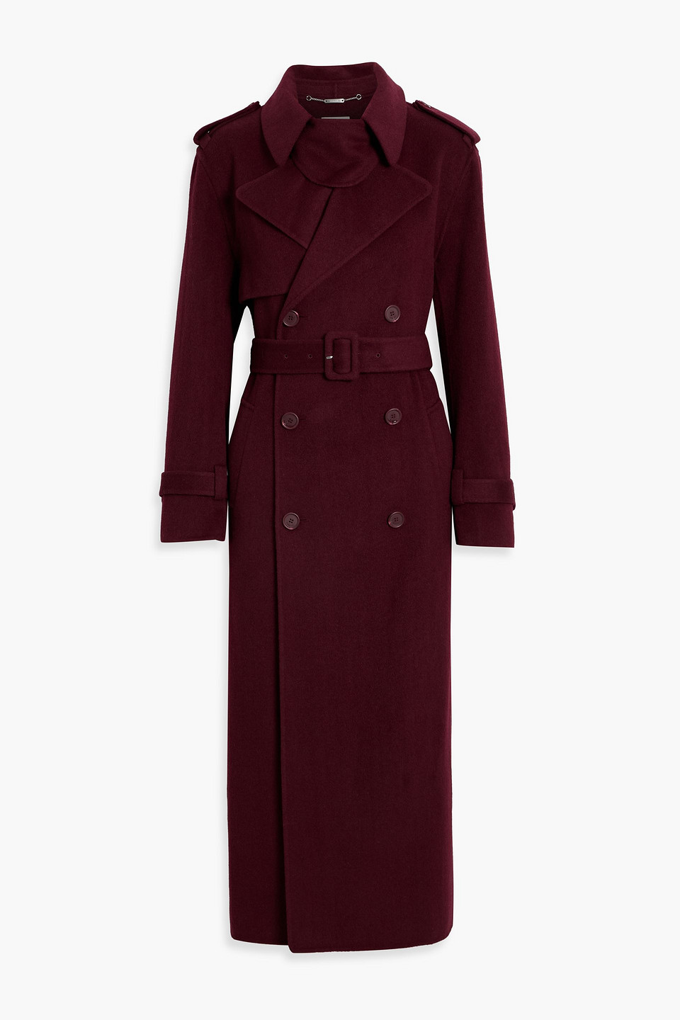 Simkhai Rumi Wool-blend Felt Trench Coat In Burgundy