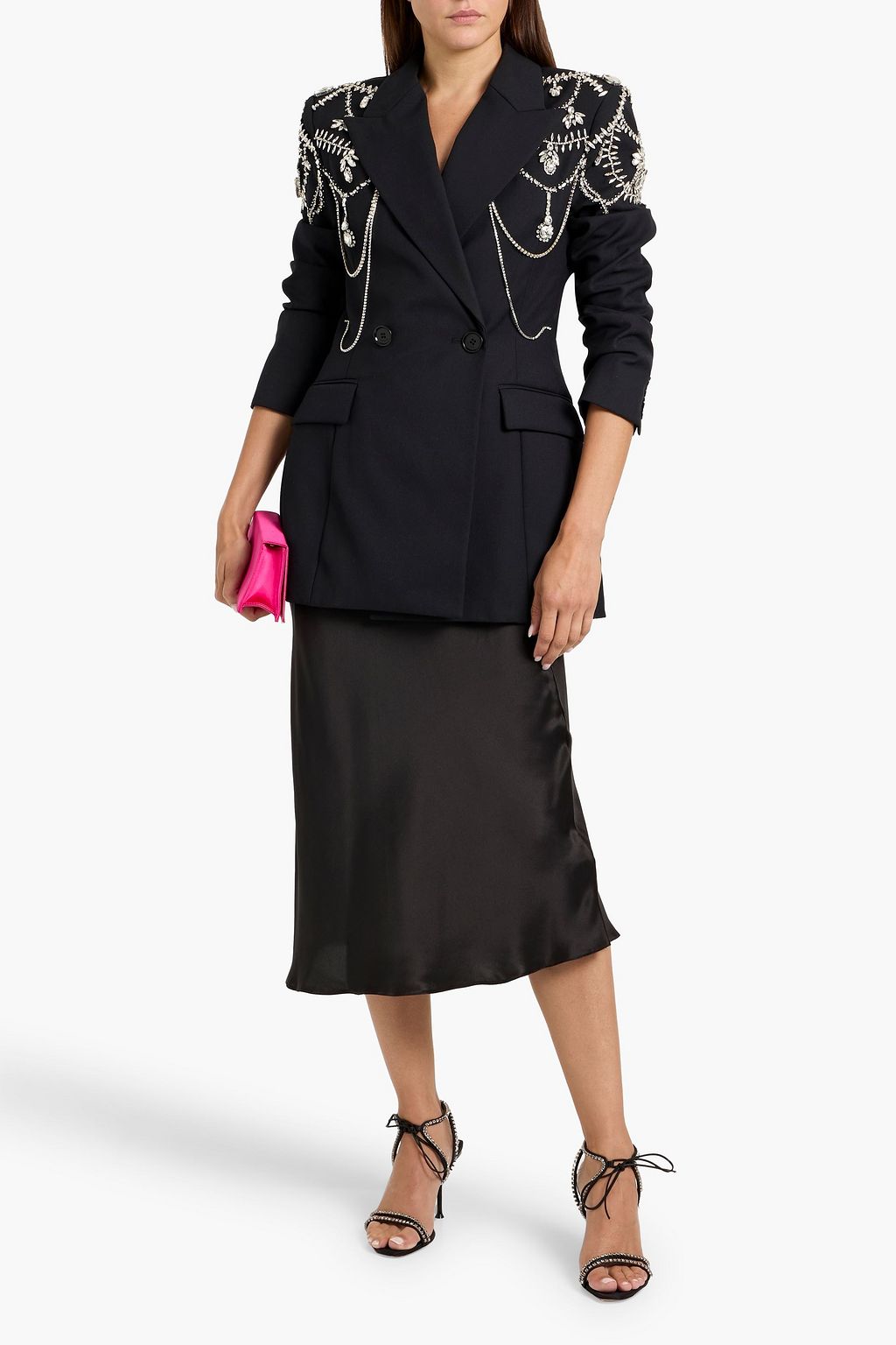 SIMKHAI Getty crystal-embellished wool-blend twill blazer