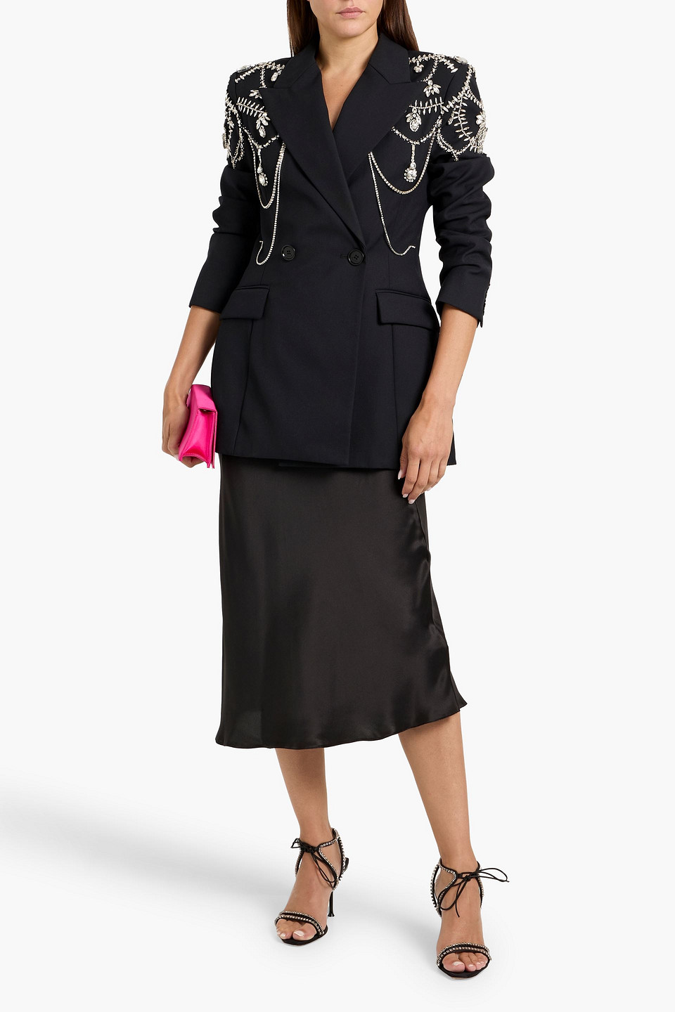 Simkhai Getty Crystal-embellished Wool-blend Twill Blazer In Black