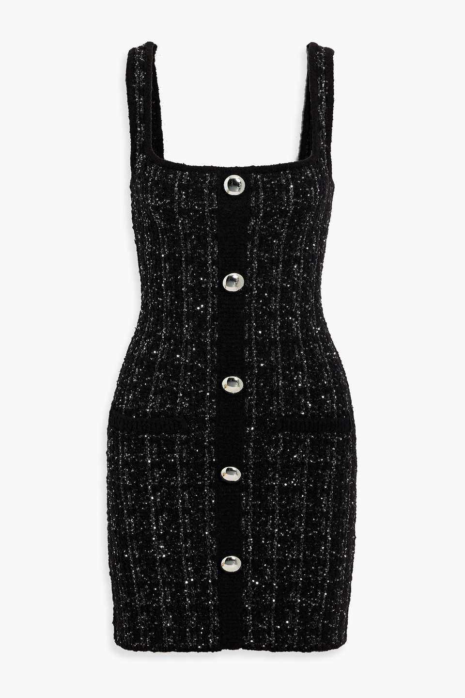Retroféte Amanda Sequin-embellished Tweed Mini Dress In Black