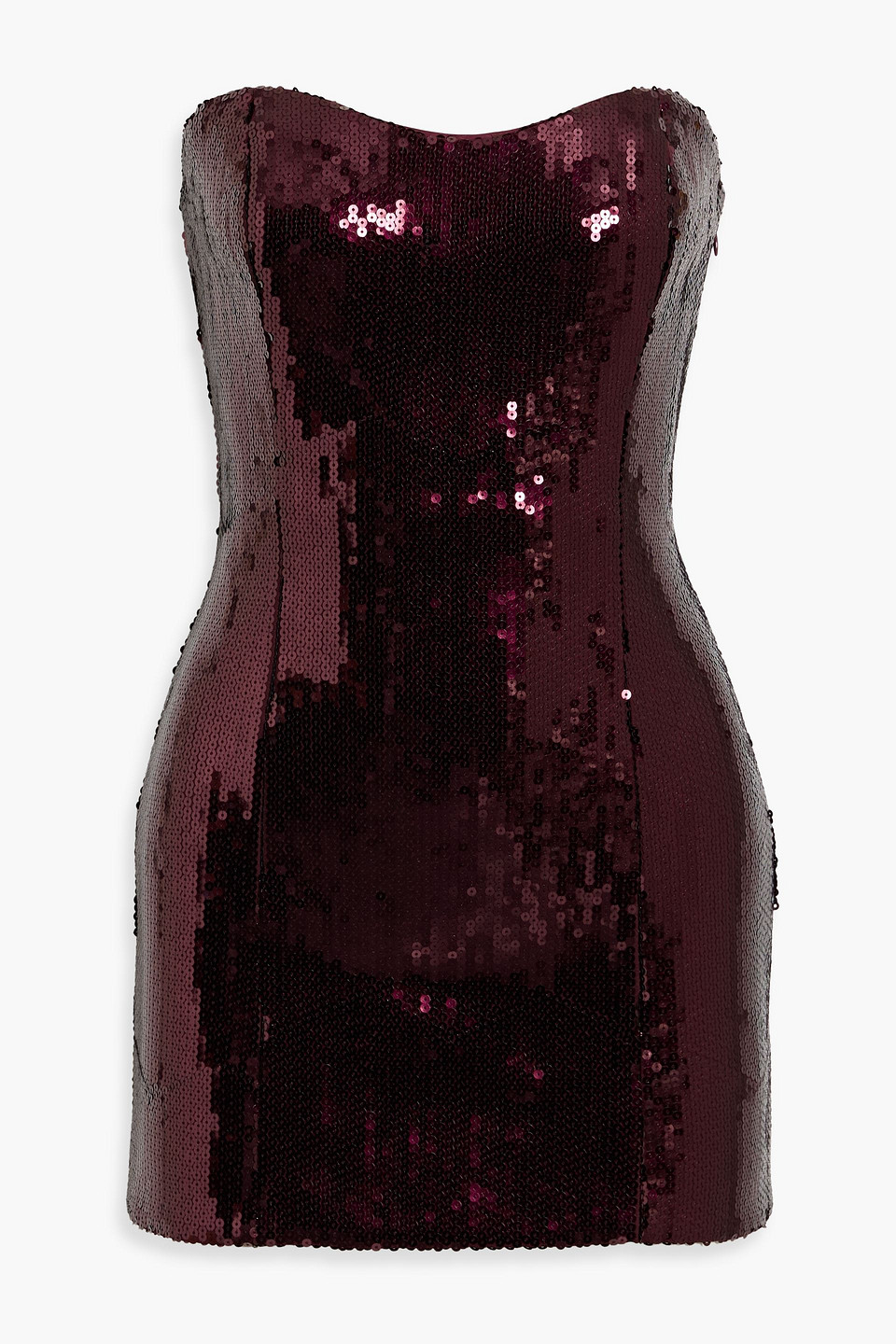 Retroféte Cecil Strapless Sequined Crepe Mini Dress In Burgundy