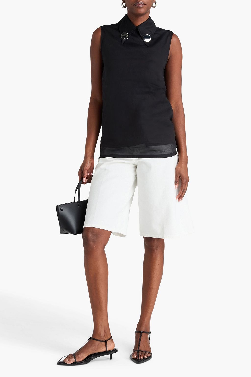 JIL SANDER Embellished cotton-voile top