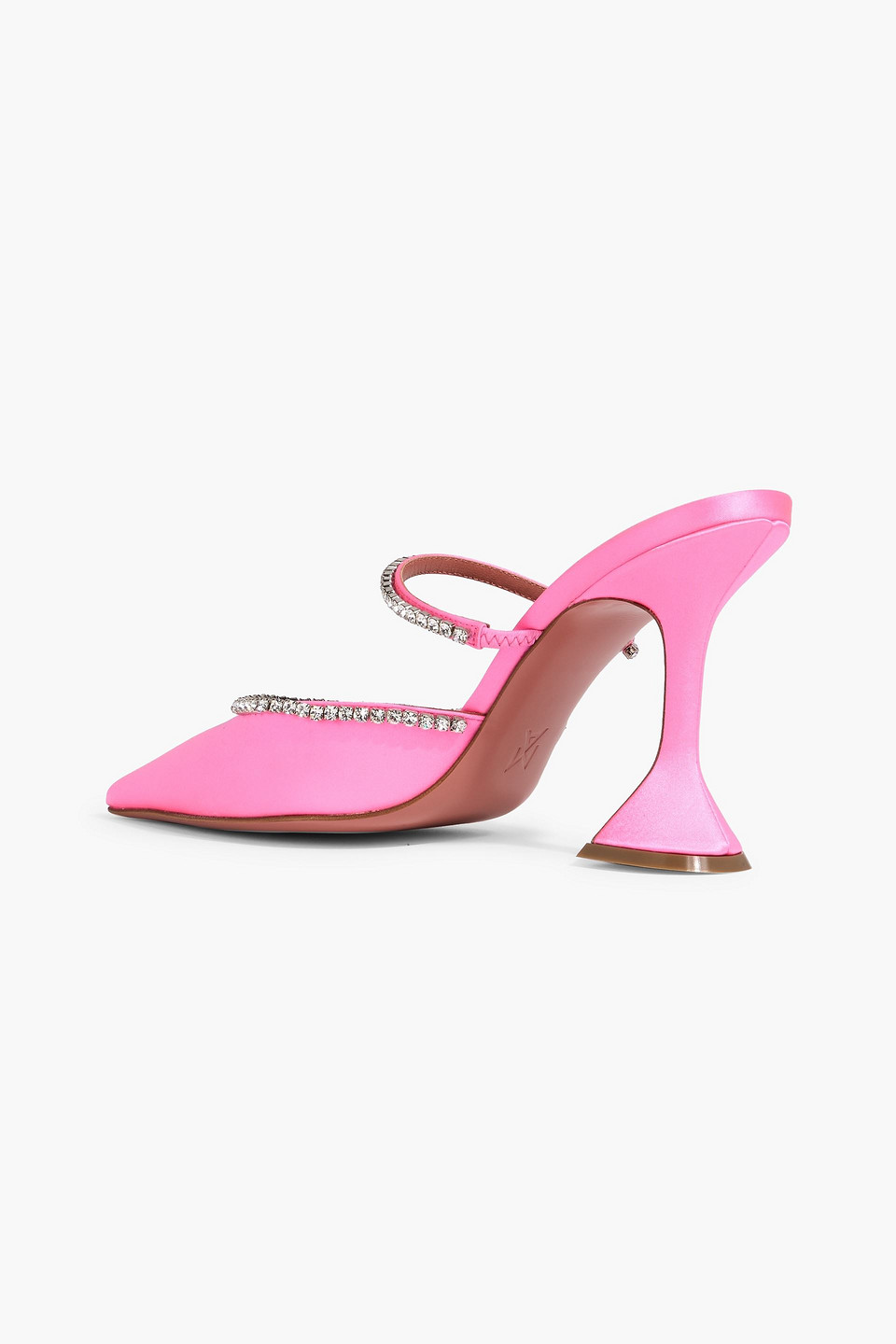 Amina Muaddi Gilda Crystal-embellished Satin Mules In Pink