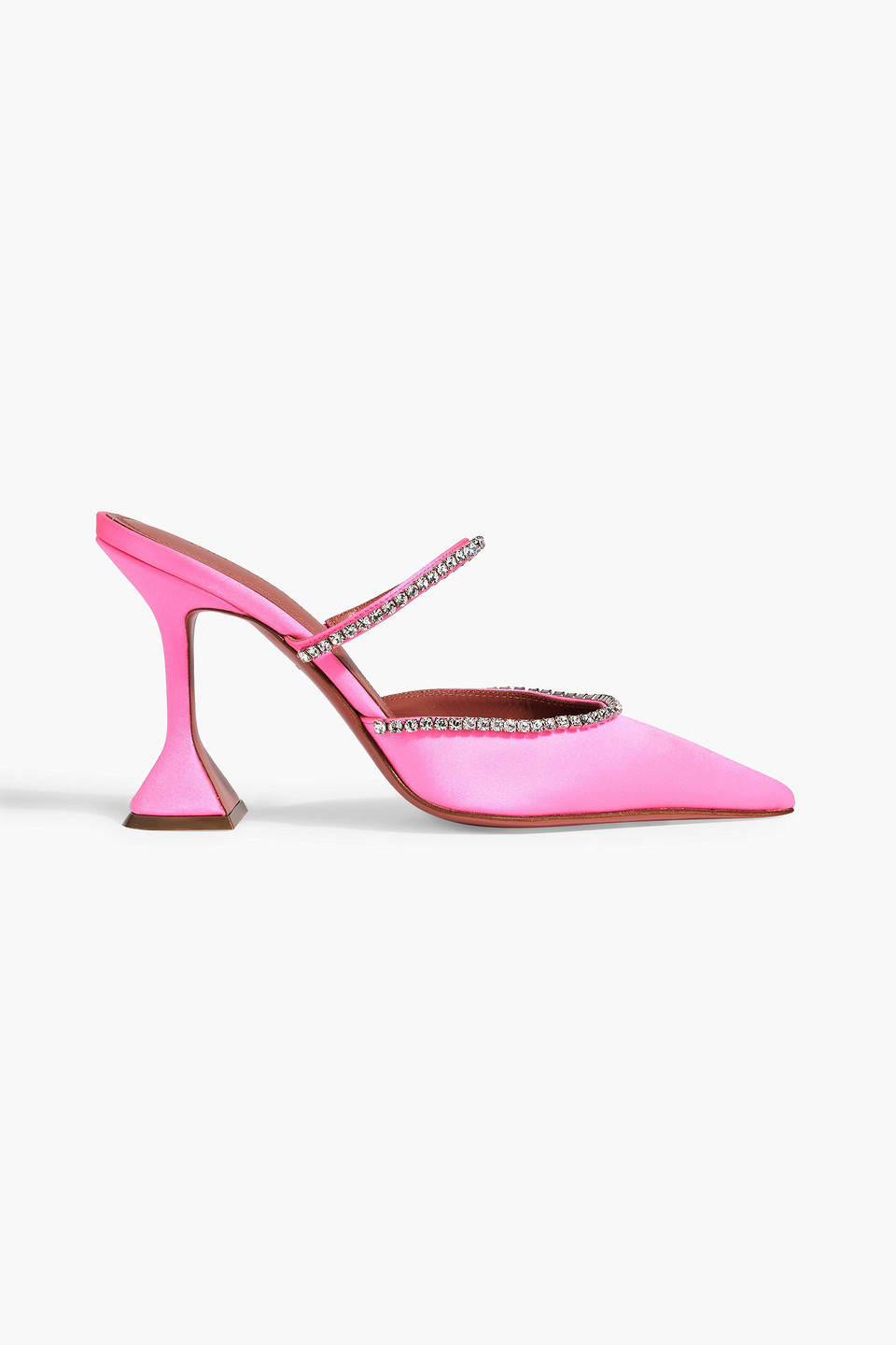 Amina Muaddi Gilda Crystal-embellished Satin Mules In Pink