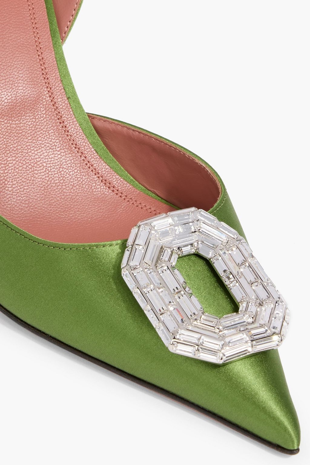 AMINA MUADDI Camelia crystal-embellished satin slingback pumps