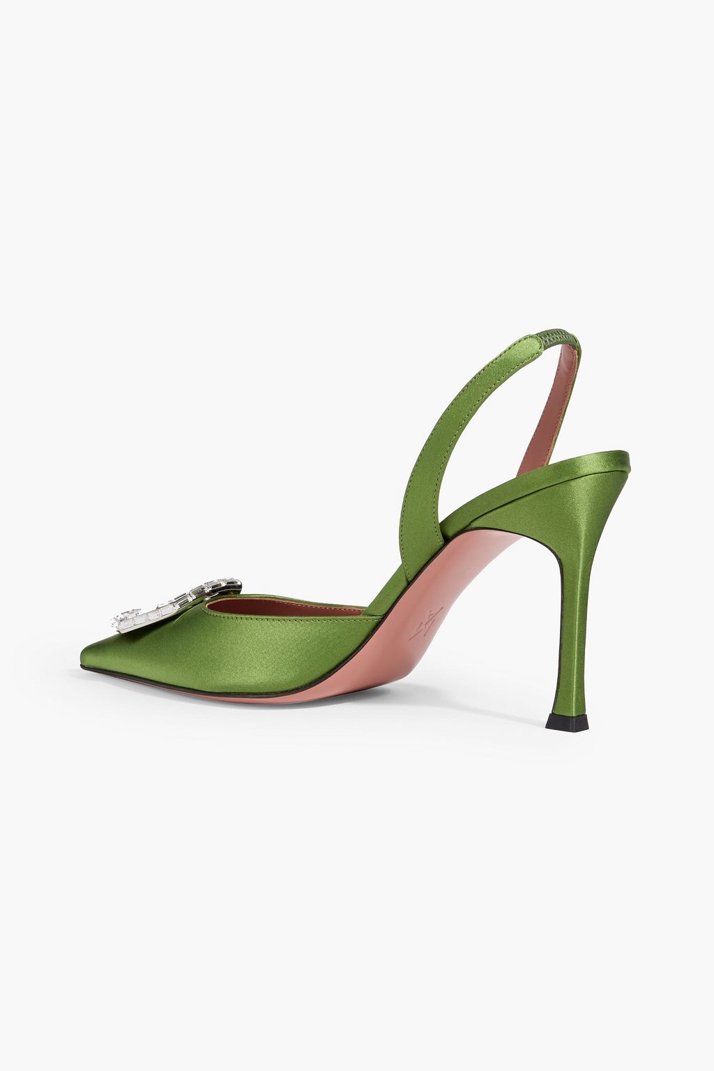 AMINA MUADDI Camelia crystal-embellished satin slingback pumps