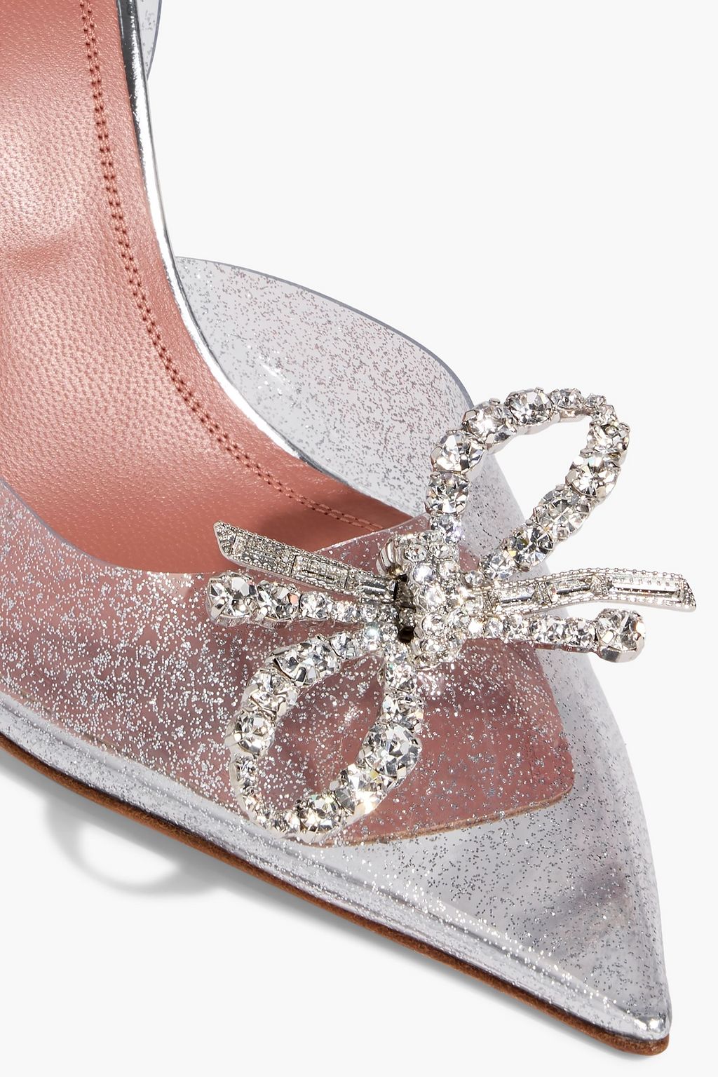 AMINA MUADDI Rosie crystal-embellished glittered PVC slingback pumps