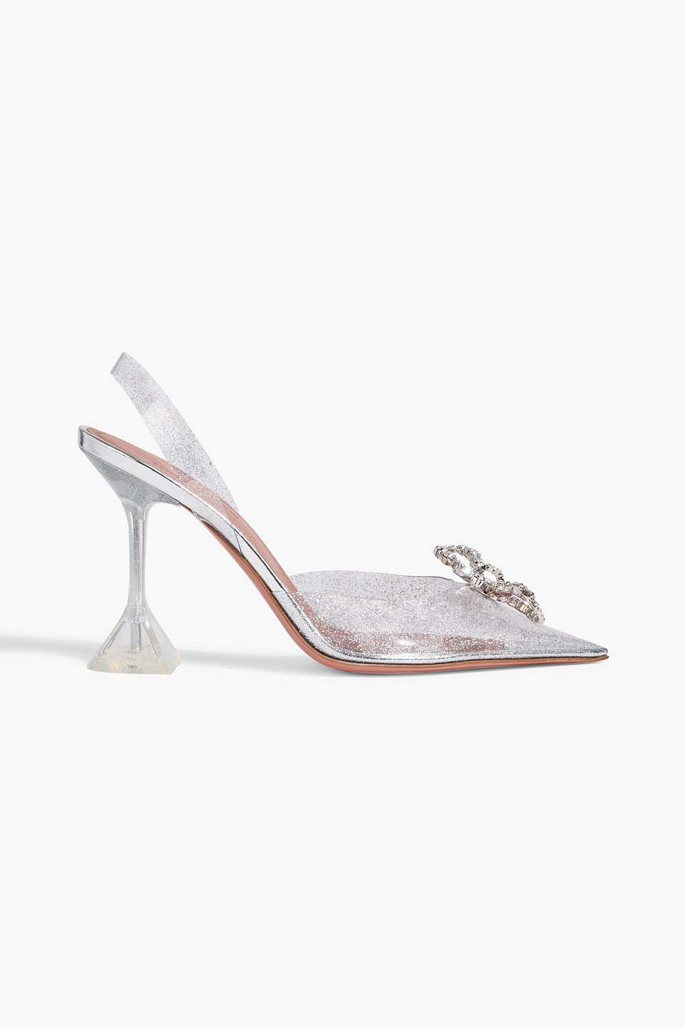 Amina Muaddi Rosie Crystal-embellished Glittered Pvc Slingback Pumps In Silver