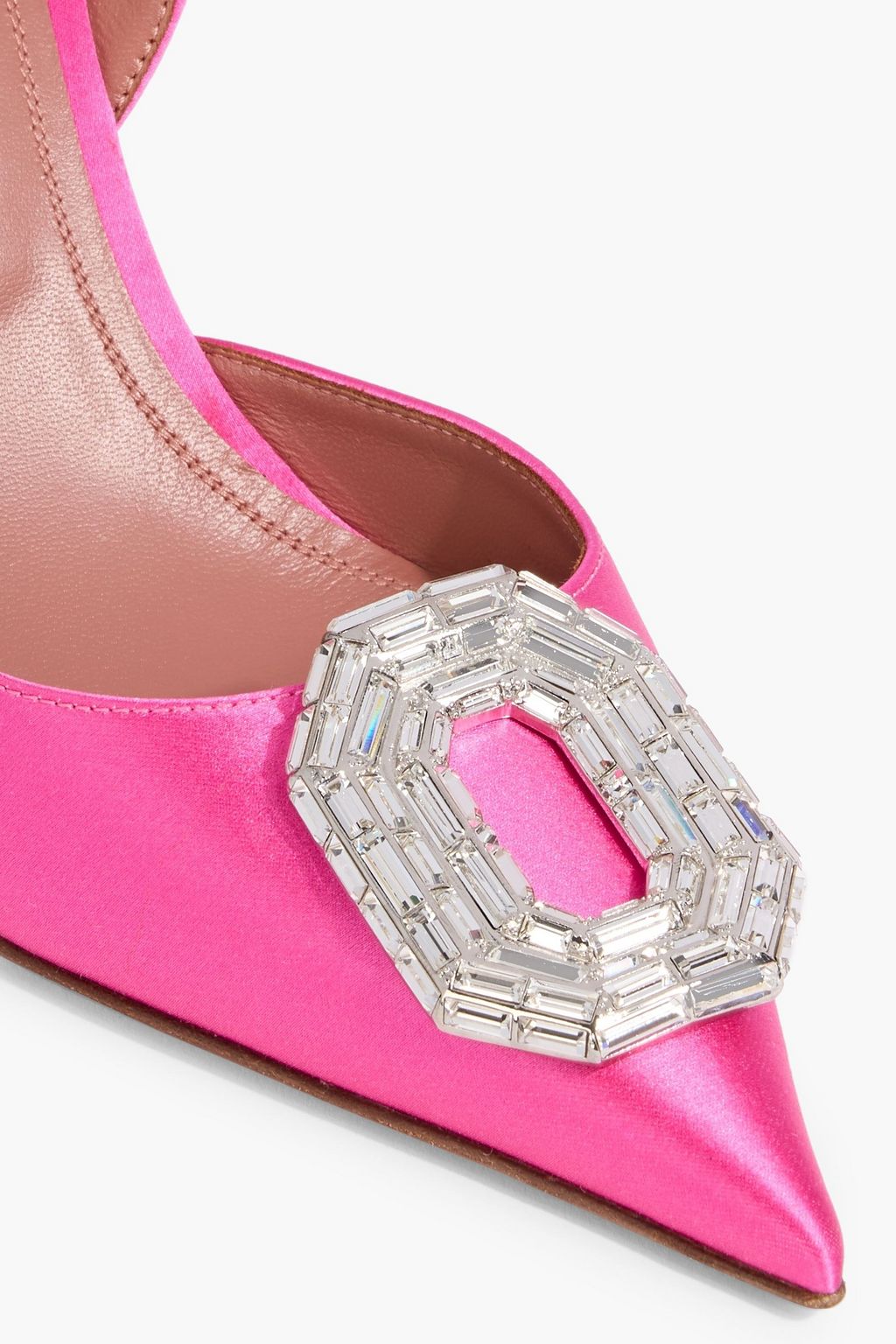 AMINA MUADDI Camelia crystal-embellished satin slingback pumps