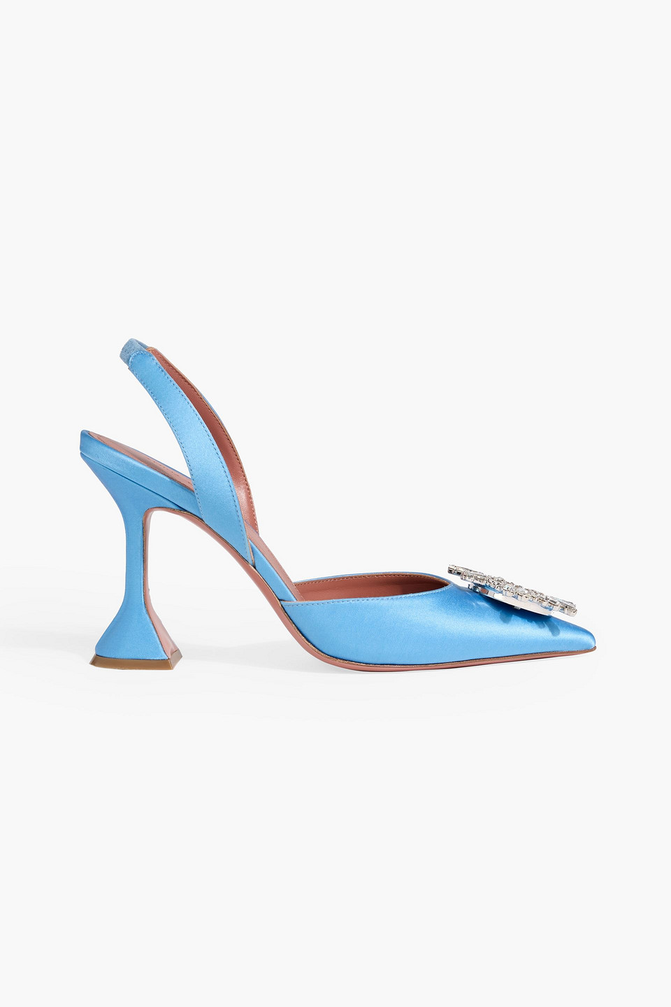 Amina Muaddi Begum Crystal-embellished Satin Slingback Pumps In Multi