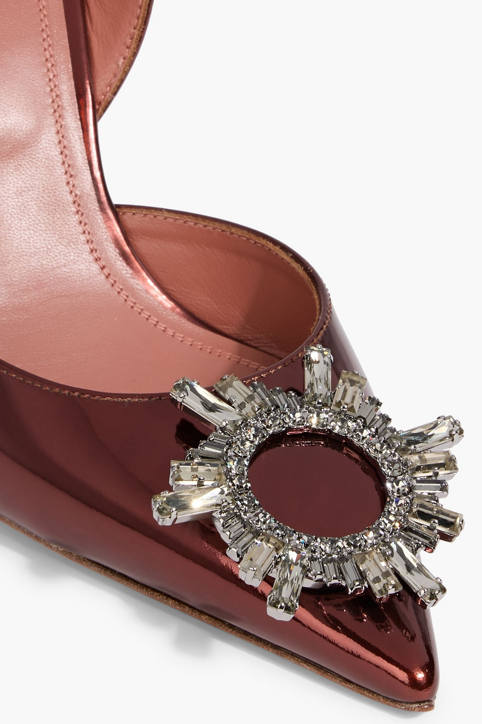 Amina Muaddi Begum Crystal-embellished Mirrored-leather Slingback Pumps In Animal Print