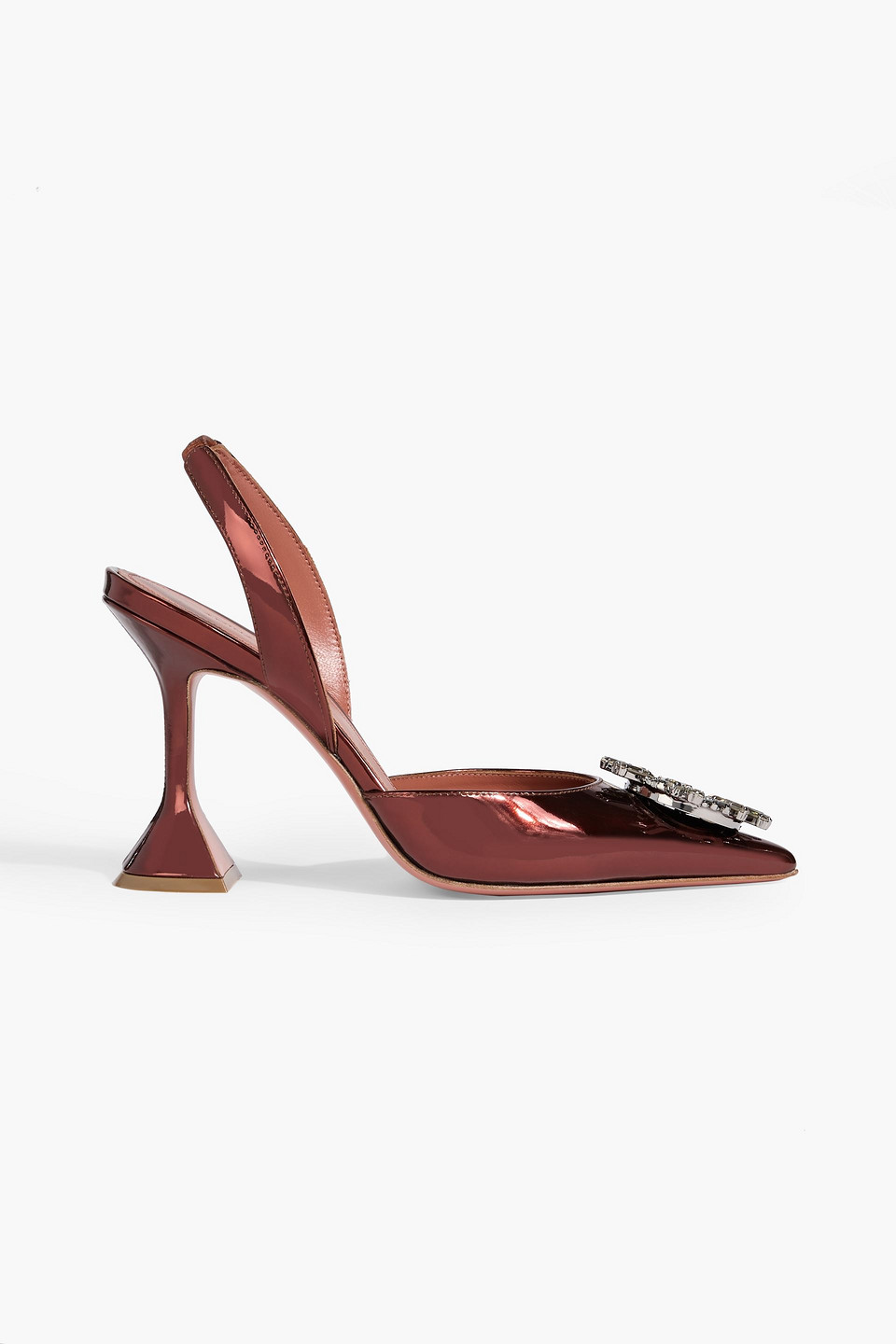 Amina Muaddi Begum Crystal-embellished Mirrored-leather Slingback Pumps In Animal Print