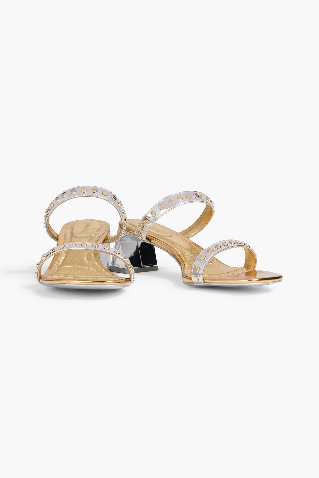 SIMKHAI Studded mirrored-leather mules