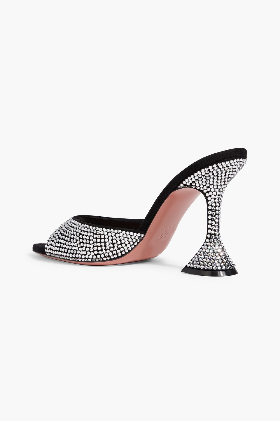 Amina Muaddi Caroline 95 Crystal-embellished Suede Mules In Black