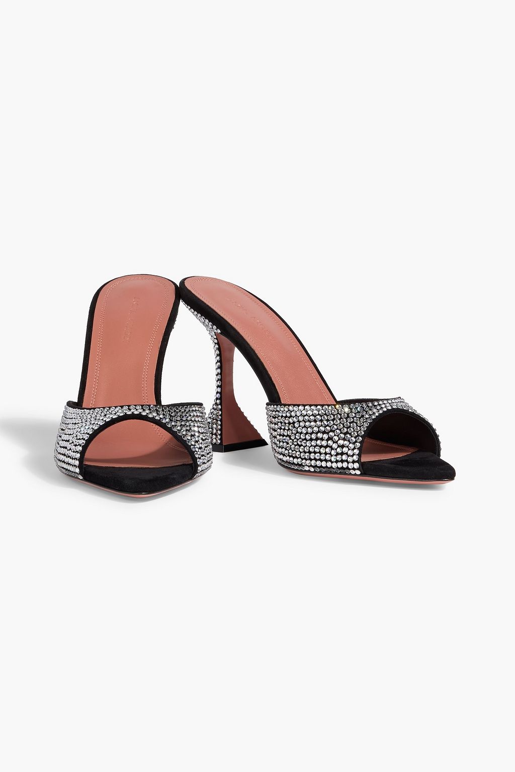 AMINA MUADDI Caroline 95 crystal-embellished suede mules