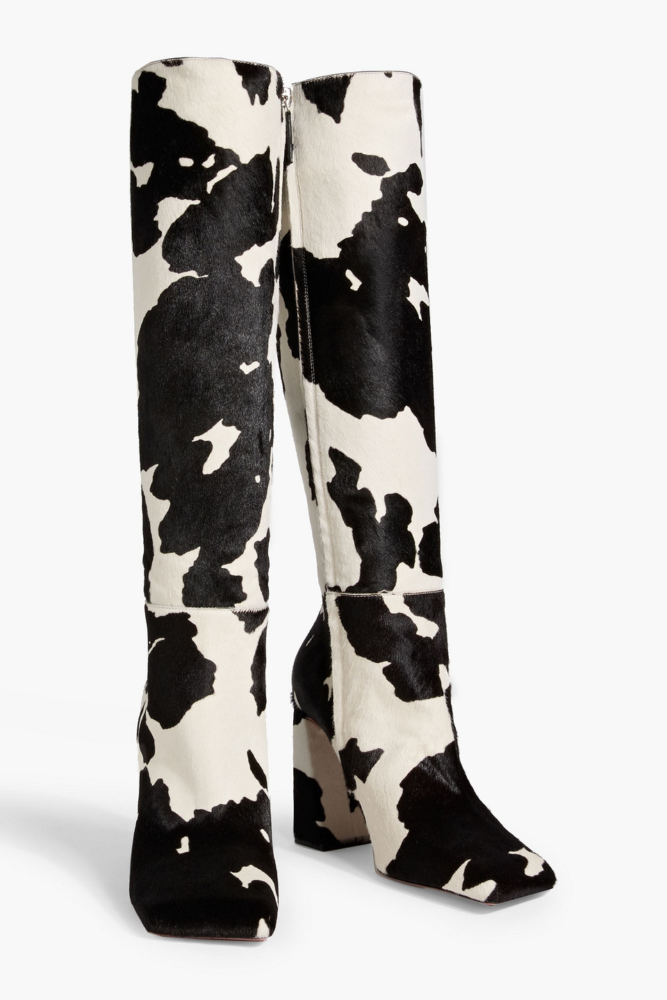 Amina Muaddi Marine 95 Printed Calf Hair Boots In Multi