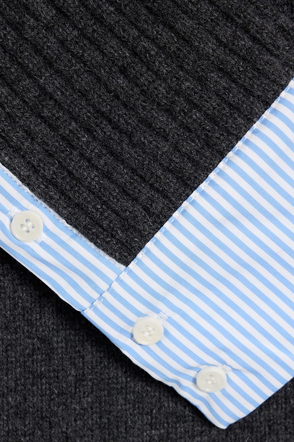 NAADAM Striped poplin-paneled wool and cashmere-blend sweater