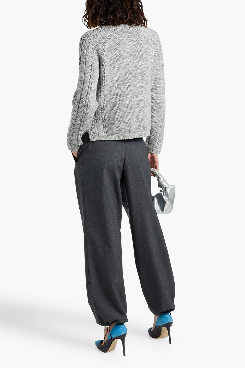 Naadam Cable-knit Wool And Cashmere-blend Sweater In Gray