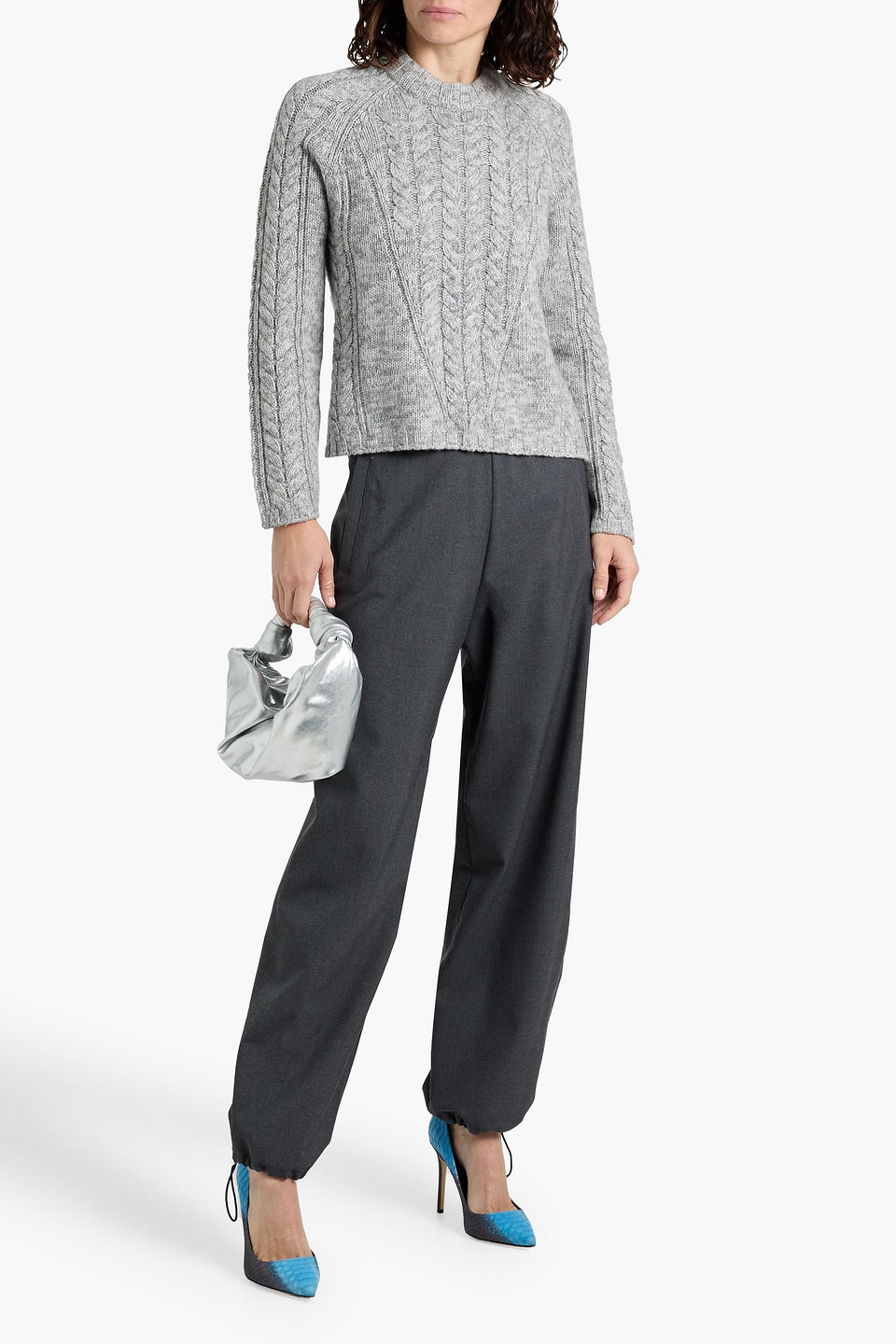 Naadam Cable-knit Wool And Cashmere-blend Sweater In Gray